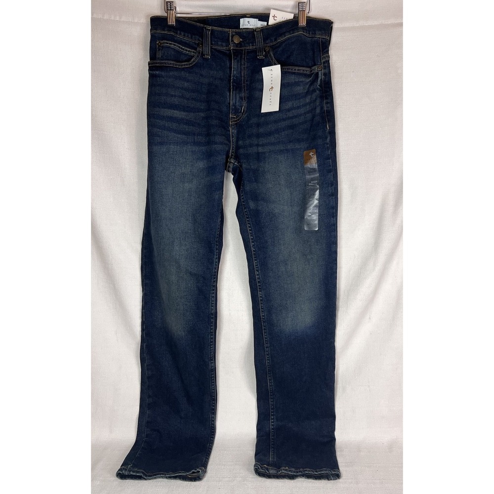 New NWT True Craft Mens 32x34 Jeans Flex Straight Leg Dark Captain Wash